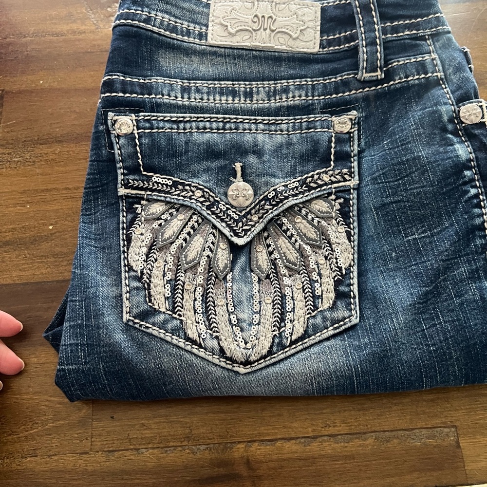 Miss Me Dark Blue Jeans with Silver Embellished Pocket